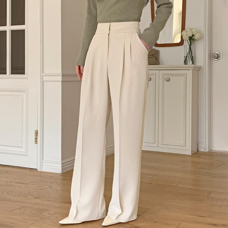 ピンタックバードピンタックワイドスラックス パンツ ワイドパンツ レディース｜韓国 MORENNE｜コーディブック