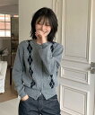 ソノーバーアーガイルラウンドニットカーディガン カーディガン / ベスト カーディガン レディース|韓国 DAILYJOU|コーディブック