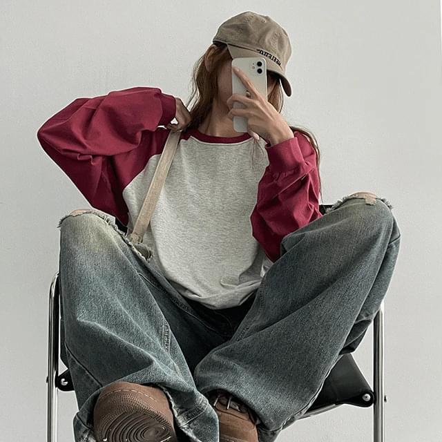 ブルフィンベーシックまたはグランパルティー 長袖 Tシャツ Tシャツ レディース｜韓国 HIJJOO｜コーデ..