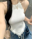 エリートフリンジホルターノースリーブスリーブレス ノースリーブ Tシャツ レディース|韓国 Dearlow|コーディブック