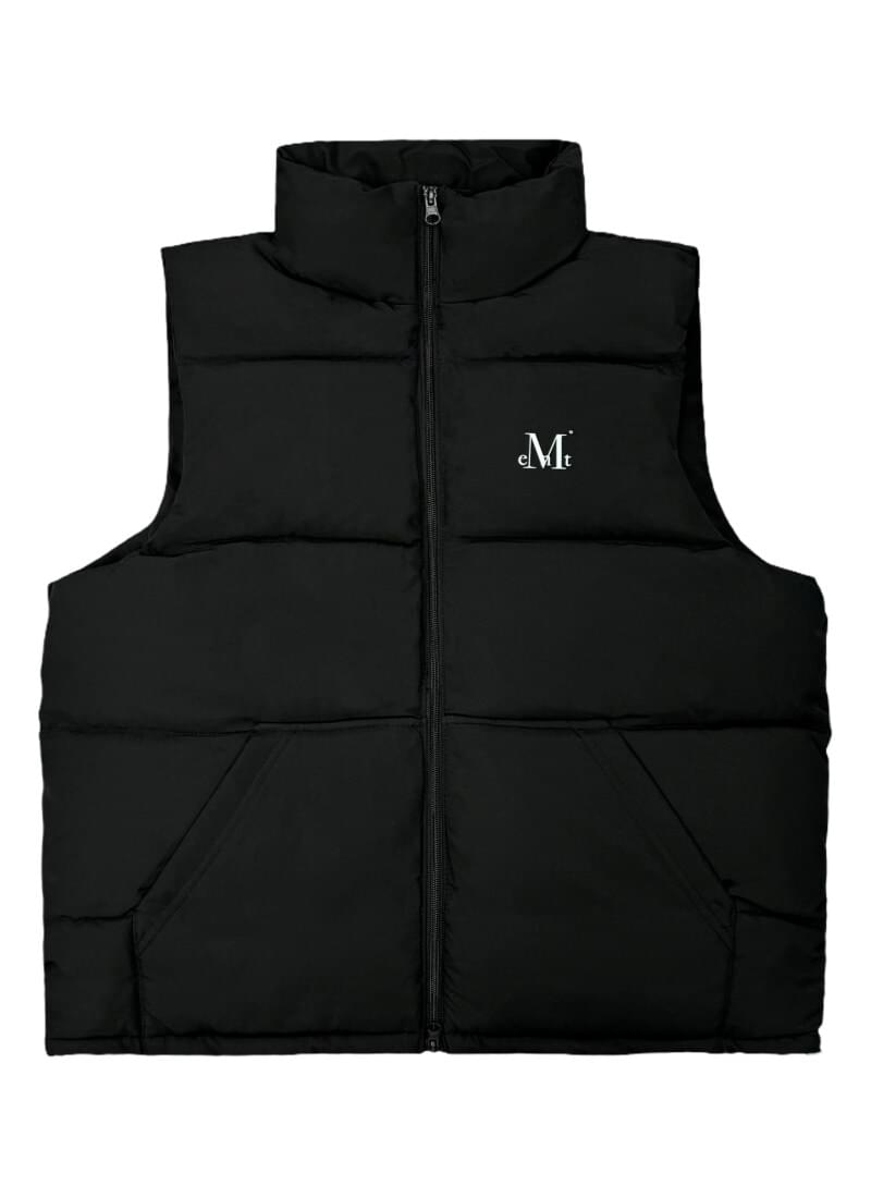 TENBY LEATHER PATCH PADDING VEST テンビーレザーパッチパディングベスト(男女共用) ダウンジャケット レディース|韓国 MUCENT|コーディブック