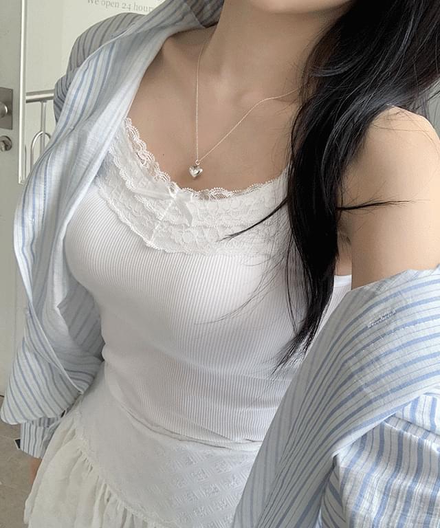 ヨーグルトチャッツスパンラブリーレースリボンゴルジキャップ内蔵インナースリーブレスレイヤードレス..