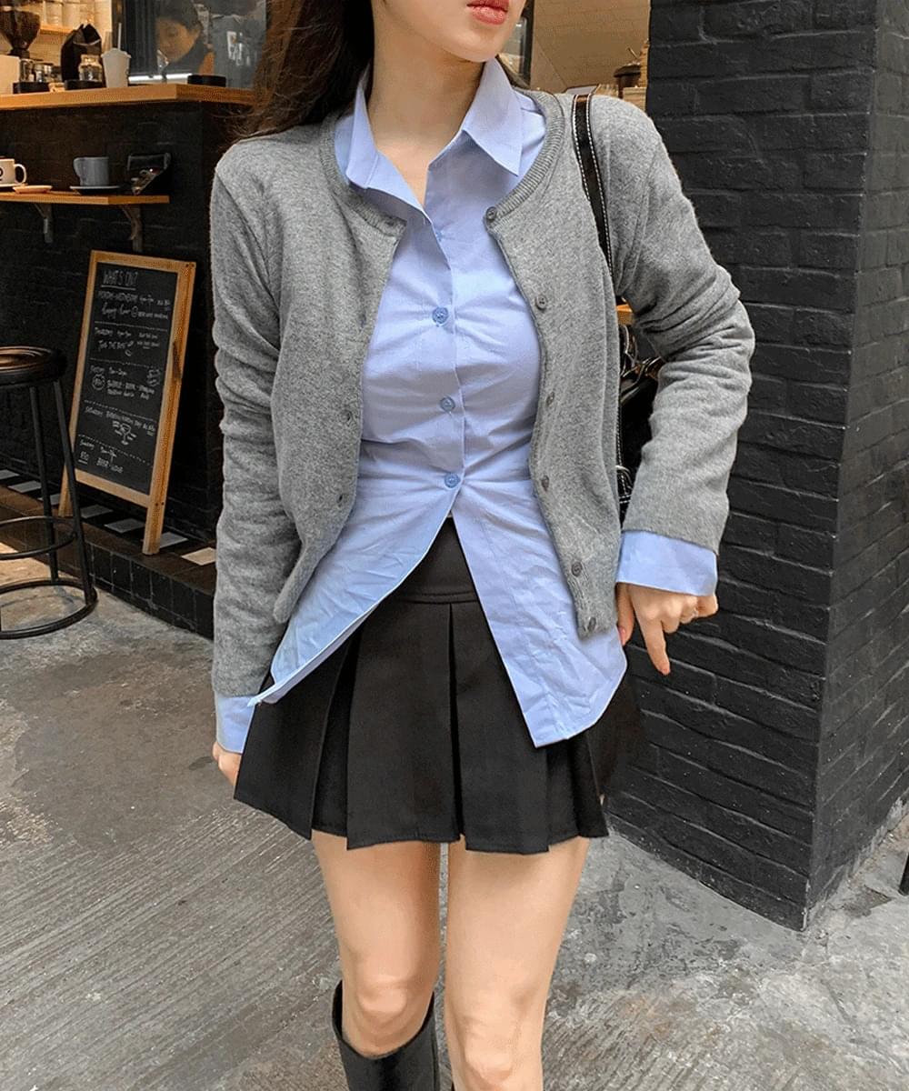 カシミヤウールラウンドニットレイヤードベーシック無地ベーシックレイヤード春の季節四季の長袖アウターデイリールック カーディガン / ベスト レディース｜韓国 wannabemuse｜コーディブック