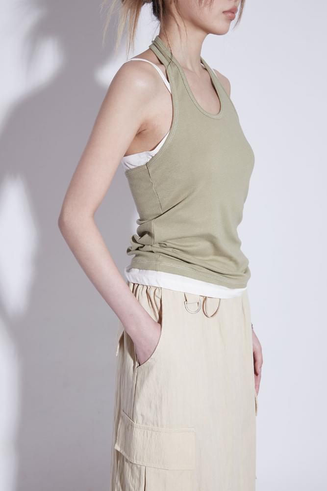 layered halter slv ノースリーブ レディース｜韓国 COLOR iN ID｜コーディブック