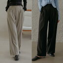 リベットピンタックバンディングワイドスラックス パンツ ワイドパンツ レディース|韓国 common unique|コーディブック