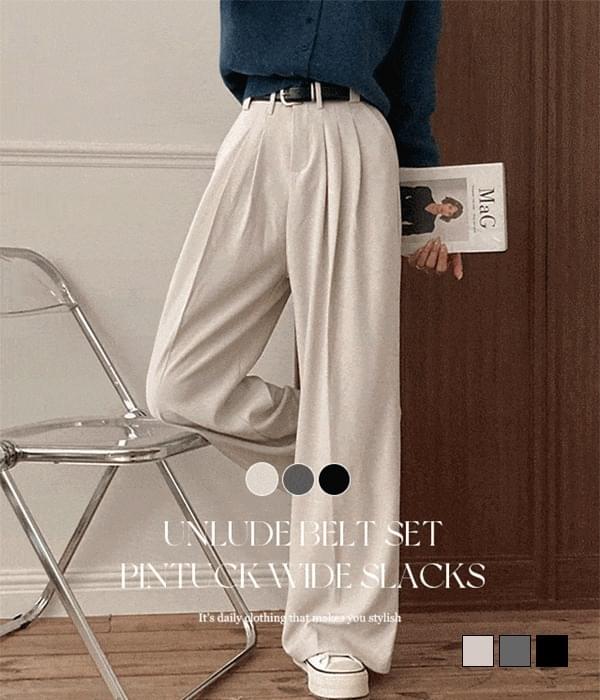 アンロードピンタックピンタックワイドスラックス パンツ レディース｜韓国 gifteabox｜コーディブック