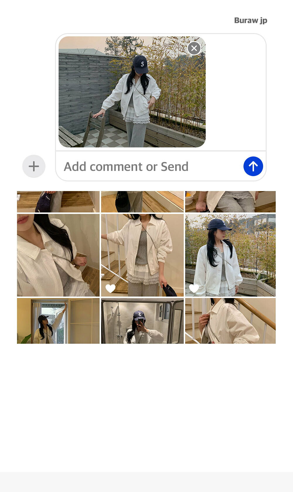 バロースプリングストライプ風防野上ブルージョンジャンパー ジャケット レディース｜韓国 frenchaube｜コーディブック