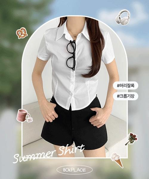スリムフィットストレッチ半袖シャツ 半袖 Tシャツ レディース｜韓国 BOKPLACE｜コーディブック