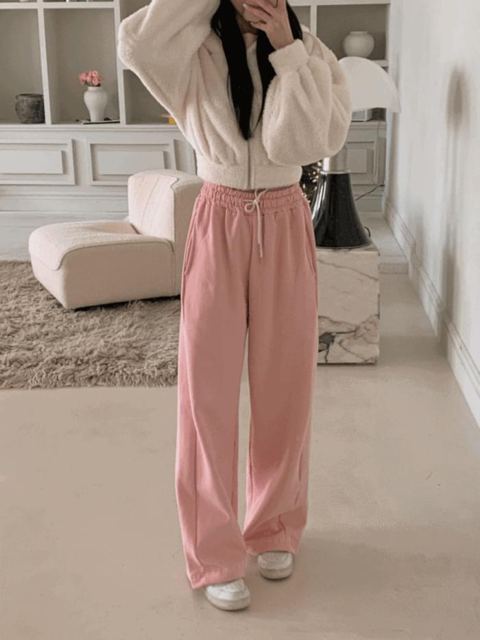 ヤンギモツウェイストリングワイドジョガーパンツ（6color） パンツ スウェットパンツ レディース｜韓..