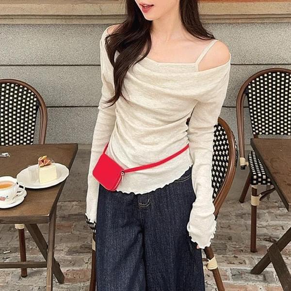 キャンセルフェイクオフショルダーTシャツ 長袖 Tシャツ レディース｜韓国 Wansmall｜コーディブック