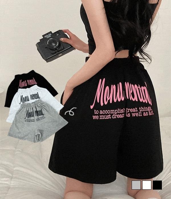 ユニークレタリングプリントハーフトレーニングショートパンツ ショートパンツ スウェットパンツ レディース｜韓国 gifteabox｜コーディブック