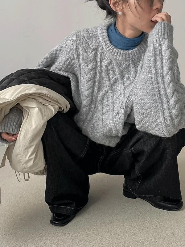 プレッツェルプレッシャーツイストオーバーフィットニット ニット セーター レディース｜韓国 inchant ..