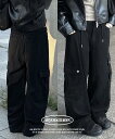 デン黒青カーゴストラップワイドパンツ パンツ カーゴパンツ レディース|韓国 anyonemore|コーディブック