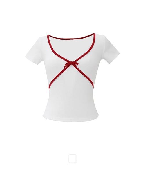 ヒューピー配色リボンVネックスリム...