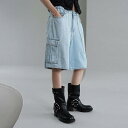 セズカーゴハーフデニムパンツ ショートパンツ レディース|韓国 binary01|コーディブック