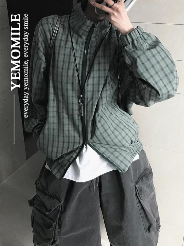 ビクトリーハイネックチェック風防 ジャケット ブラウス レディース｜韓国 yemomile｜コーディブック(4)