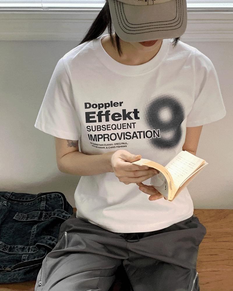 ドップラー9レタリングセミクロップ半袖Tシャツ 半袖 Tシャツ Tシャツ レディース｜韓国 wonderwonder｜コーディブック