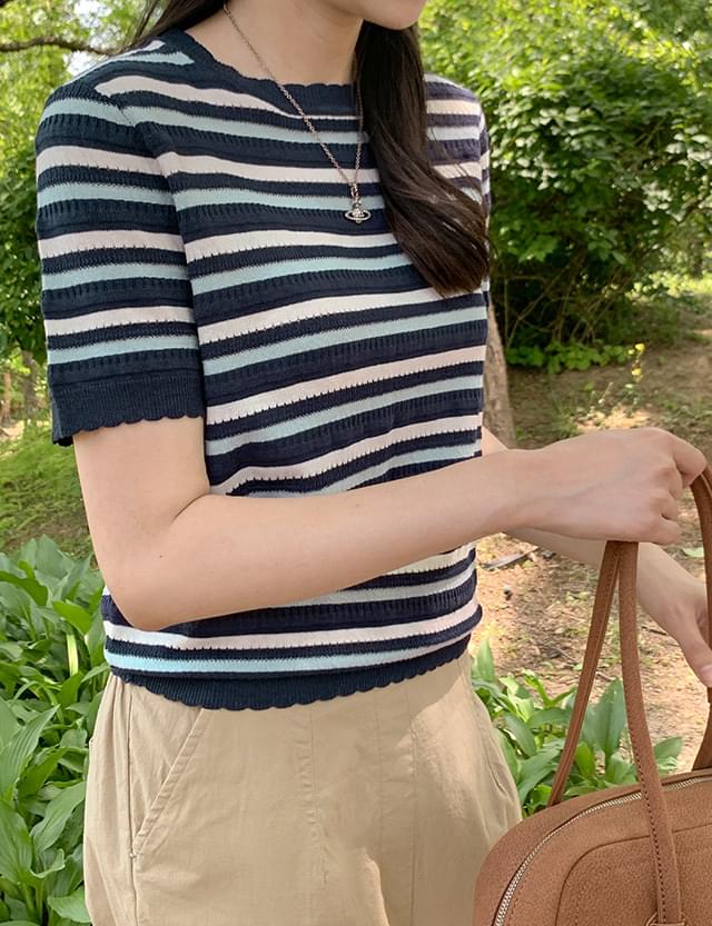 ハーブリングストライプリネンニット ニット レディース｜韓国 09WOMEN｜コーディブック