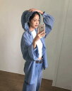 クールフリルフーディーチェックシャツ シャツ シャツワンピース レディース|韓国 DUGGY|コーディブック(4)