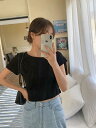 エフアンバランスサマーオフショルダー半袖クロップTシャツ 半袖 Tシャツ レディース|韓国 frenchaube|コーディブック