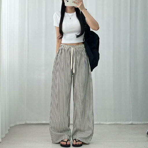 クールバブルストライプワイドパンツ パンツ レディース|韓国 BULLANG GIRL|コーディブック クールバブルストライプワイドパンツ パンツ レディース|韓国 BULLANG GIRL|コーディブック