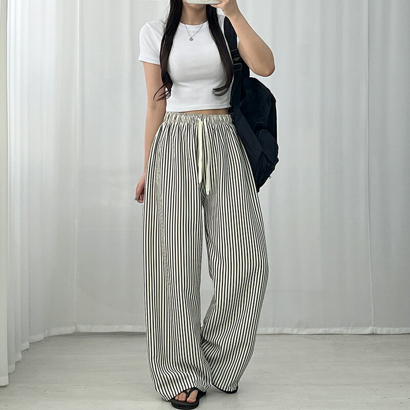 クールバブルストライプワイドパンツ パンツ レディース｜韓国 BULLANG GIRL｜コーディブック