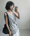 レユベーシックスリットスリーブレス ノースリーブ Tシャツ レディース|韓国 DAILYJOU|コーディブック(4)