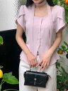 テリプエンチューリップリボンタイスクエアネック半袖ブラウス ブラウス レディース|韓国 RIRINCO|コーディブック