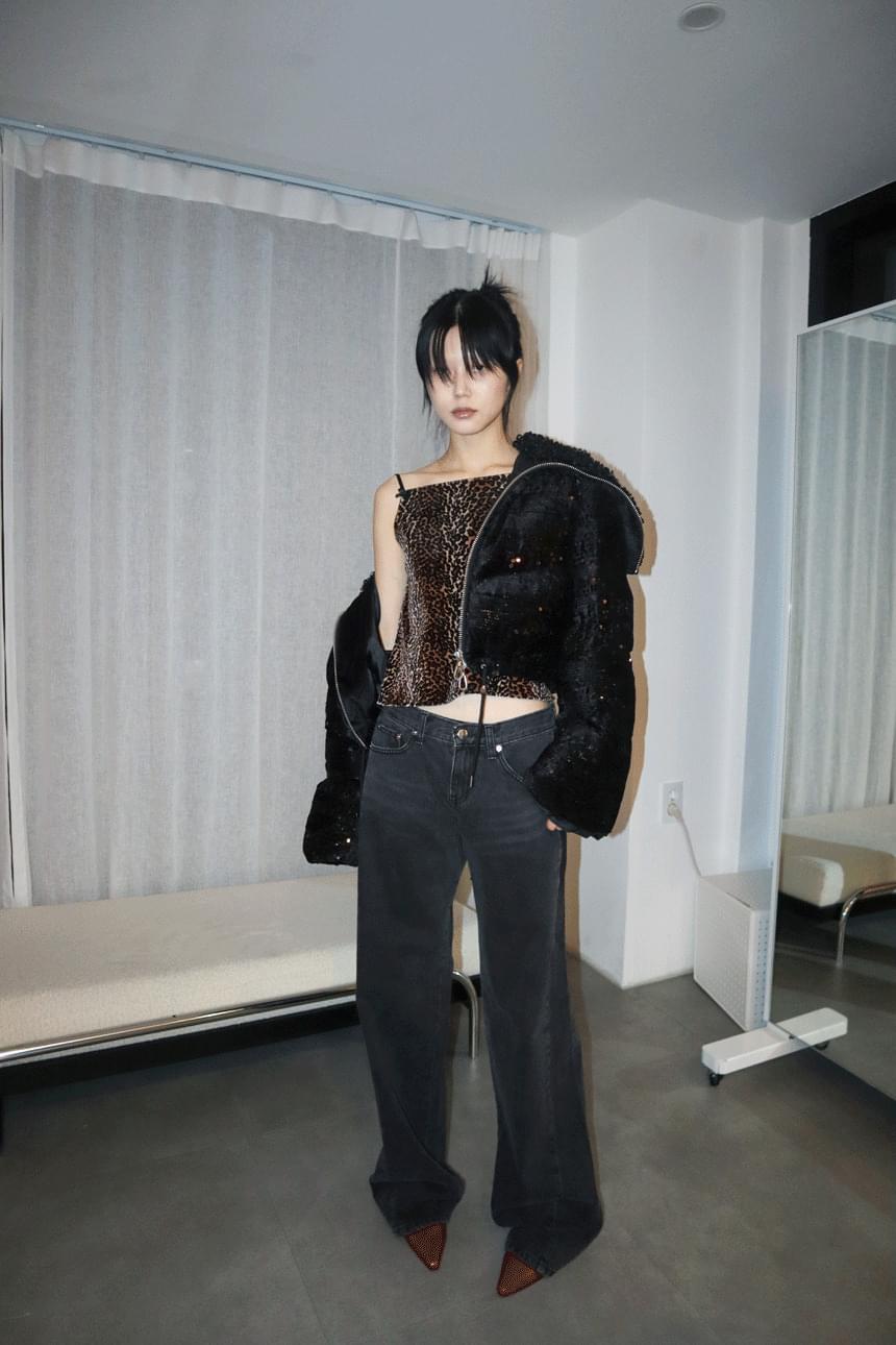 ) spangle velvet padding ジップアップ レディース｜韓国 tipssy｜コーディブック