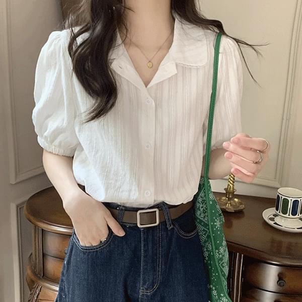 チーズラブリーカラー半袖ブラウス ブラウス レディース｜韓国 Wansmall｜コーディブック