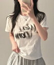 楽に着られるレタリング半袖Tシャツ 半袖 Tシャツ Tシャツ レディース|韓国 LOVENSOME|コーディブック
