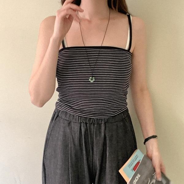 スライダンストライプリーブレス ノースリーブ レディース｜韓国 HEYLADY｜コーディブック