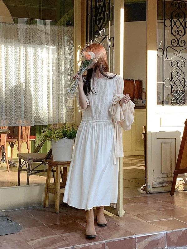 チェスナッツヴィンテージセルフウェディングシャーリングロングワンピース - one color マキシワンピ..