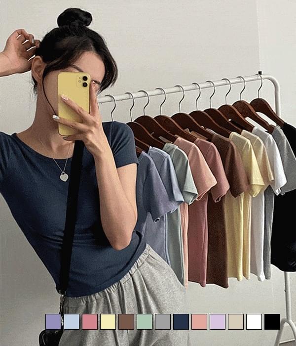 チーズずっとキビの良いベーシックコットン半袖Tシャツ 半袖 Tシャツ Tシャツ レディース｜韓国 giftea..