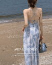 アクアドレープネックバックレスナギョンストラップ調節スリーブレス夏ロングワンピース マキシワンピース ホルターネックドレス レディース|韓国 highclassic|コーディブック