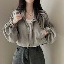 ウィンドライン風防クロップジップアップ3color ジップアップ レディース|韓国 LOVENSOME|コーディブック