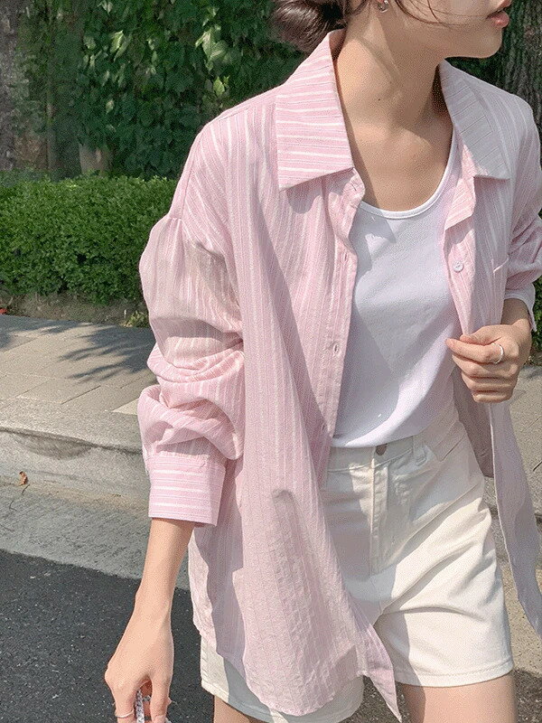 ロベルストライプシャツシャツレディ...