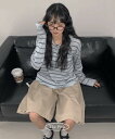 ルウェンルーズフィットシースルーストライプカラー長袖ニット ニット レディース|韓国 thepink|コーディブック