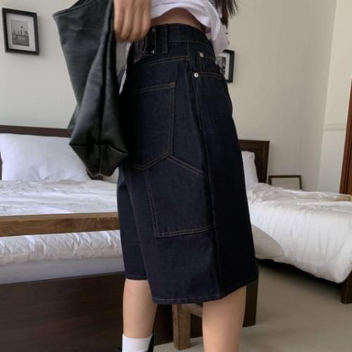 ノンフェードエンジンバミューダデニム ショートパンツ レディース｜韓国 E-PICK｜コーディブック