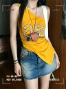 アルファベットワンショルダースリムTシャツ ノースリーブ レディース|韓国 yemomile|コーディブック(4)