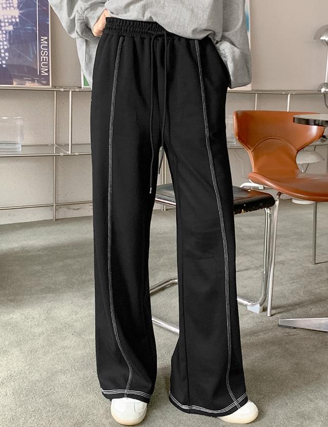 オールインステッチワイドバンディングパンツ80327 パンツ スウェットパンツ レディース｜韓国 09WOMEN｜コーディブック