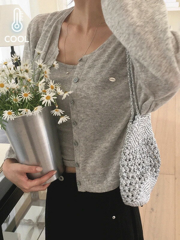 ロティアサマーリネンルーズフィット肌触り優しい長袖ニットカーディガン カーディガン / ベスト カーディガン レディース｜韓国 frenchaube｜コーディブック
