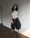 セルビッジカーゴバミューダデニム ショートパンツ バギーパンツ レディース|韓国 DUGGY|コーディブック