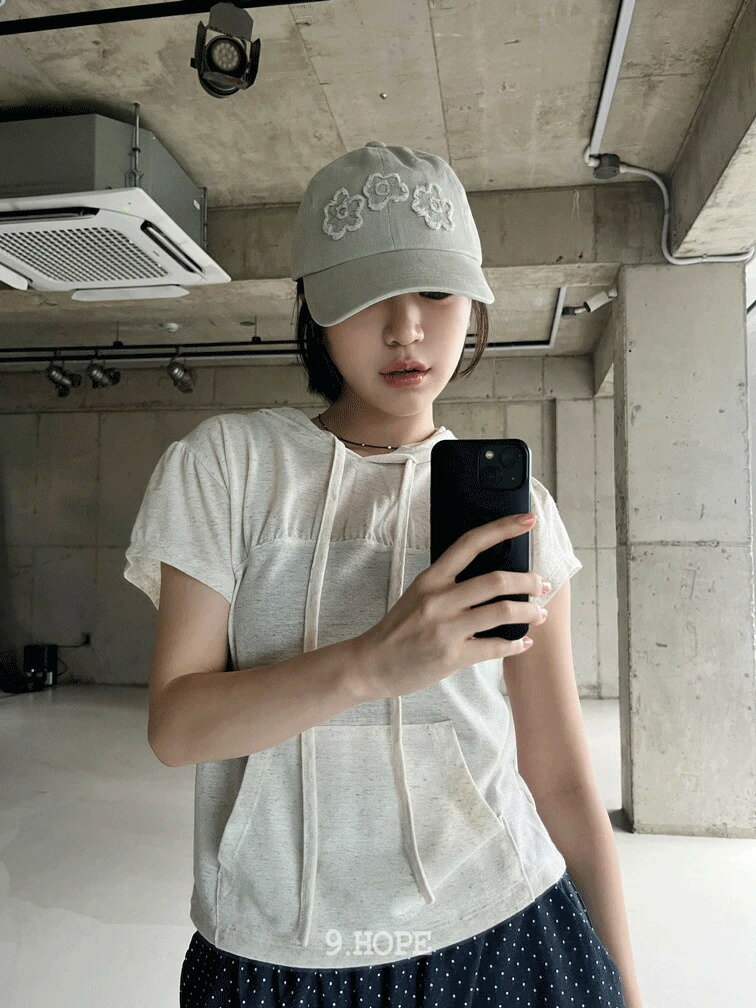 ヨーグルトシャーリングリネンフーディ 半袖 Tシャツ フードパーカー レディース｜韓国 kim9hope｜コー..