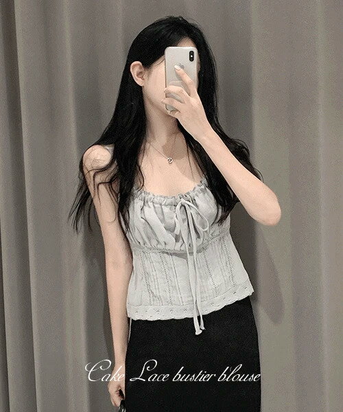 ケーキスリーブレスレースブラウス ノースリーブ ブラウス レディース｜韓国 secon'de secon｜コーディ..