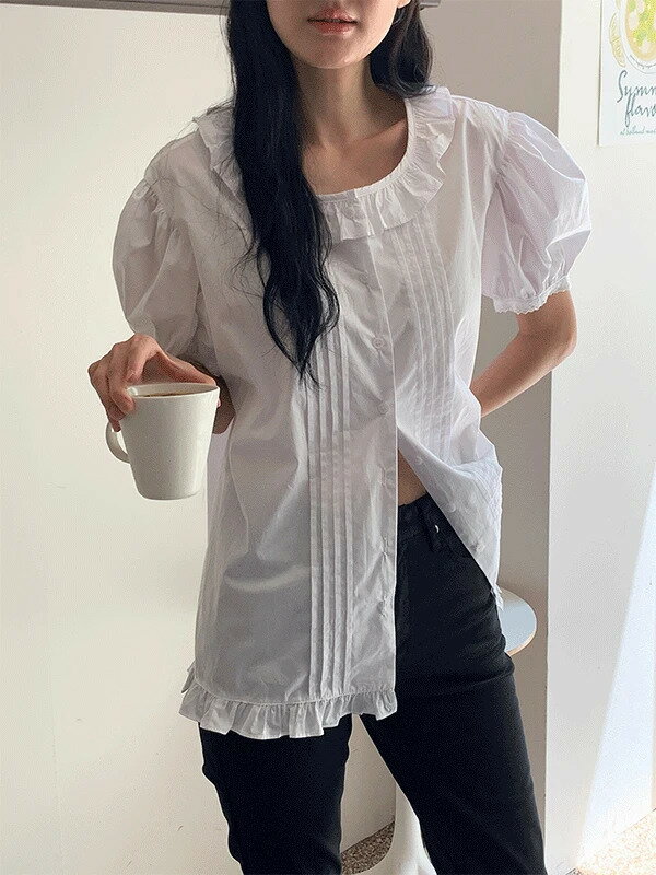 cheese lace blouse ブラウス レディース｜韓国 Linenne｜コーディブック