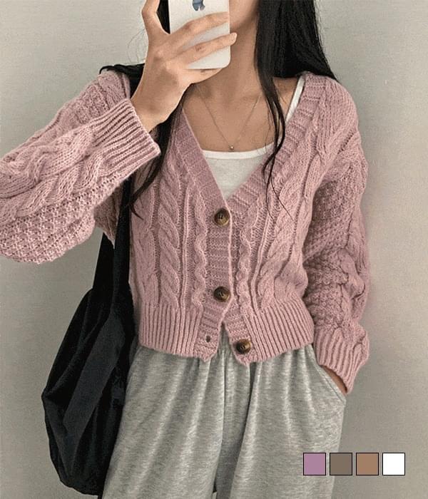 カシューナッツパイ、幅広いツイストクロップニットカーディガン カーディガン / ベスト カーディガン ..