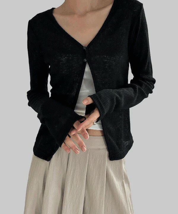 コモツーボタンリブニットカーディガン カーディガン / ベスト カーディガン レディース｜韓国 MAENIQU..