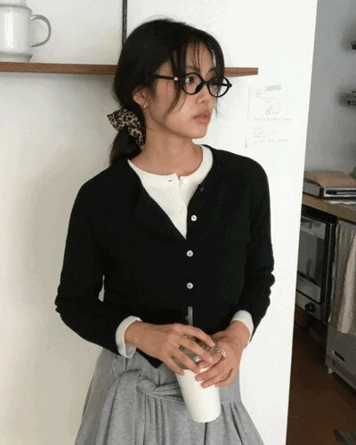 ルメクルーネックカーディガン カーディガン / ベスト カーディガン レディース｜韓国 DUGGY｜コーディブック