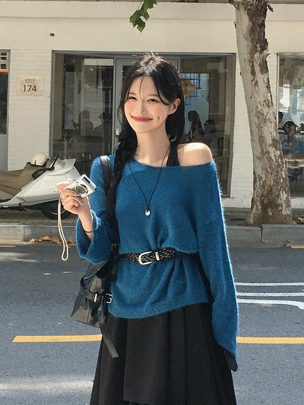 ヘナルーズフィットボートネックアンゴラニット ニット セーター レディース｜韓国 Dayroze｜コーディ..